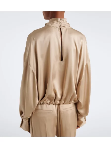 Bluză Brunello Cucinelli din satin bej