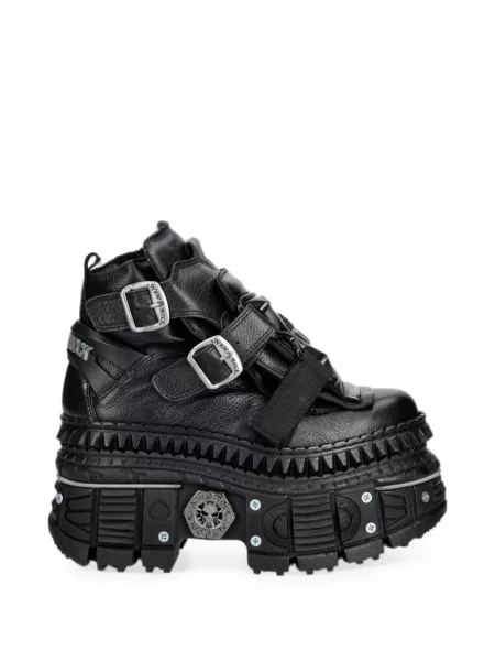 Botine New Rock cu platformă cu cataramă negru