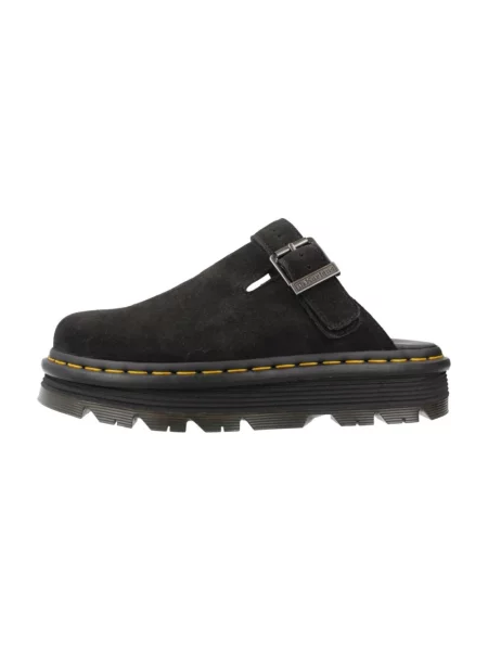 Klapki Dr. Martens zamszowe z otwartą piętą czarne