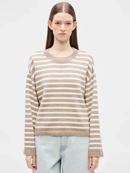 Barbour Sveter Rosie tmavobéžová / biela béžová