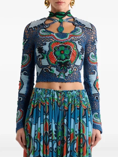 Cropp top Etro cu model floral albastru