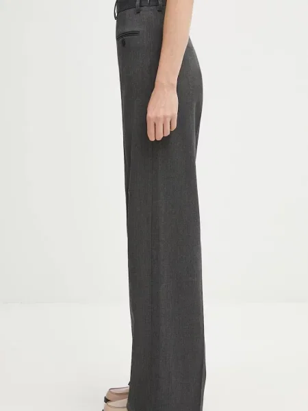 Штани з вовною Maison Margiela прямі висока посадка сірий