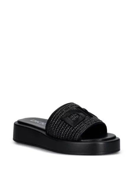 Sandale Dkny fără toc cu autograf negru
