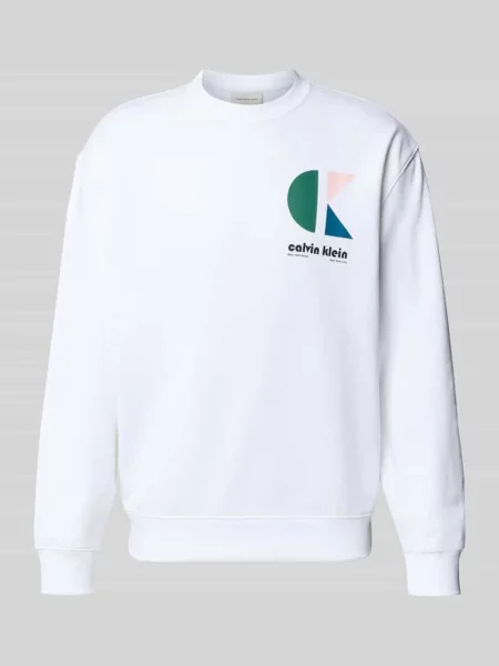 Bluza z nadrukiem z logo Calvin Klein Jeans biała