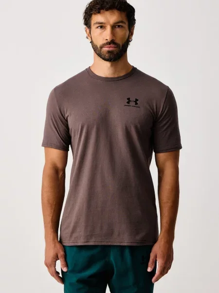 Under Armour kratka majica z bombažem SPORTSTYLE LEFT CHEST rjava