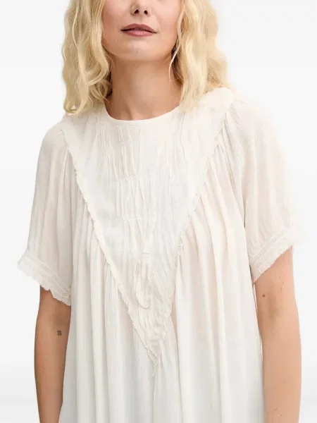 Top Munthe cu volane alb