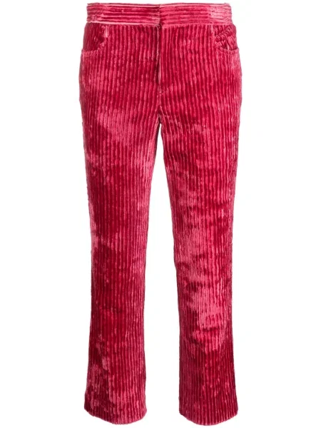 Cropp pantaloni Isabel Marant de catifea cord roz