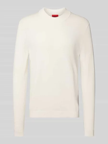 Sweter z dzianiny o kroju regular fit z mieszanki model ‘SAN MARC’ Hugo biały