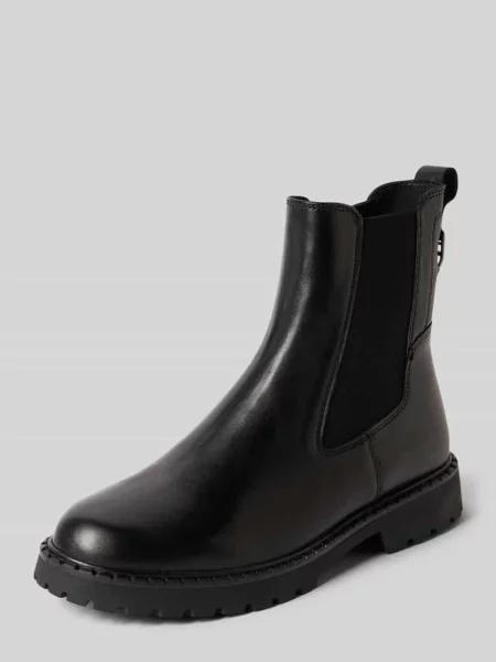 Buty chelsea ze skóry bydlęcej nappa z zamkiem błyskawicznym Tamaris czarne