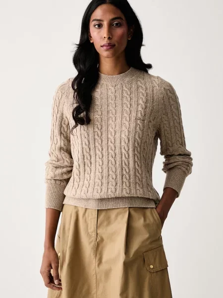 Barbour pulover pentru femei cu lână Ashdown bej