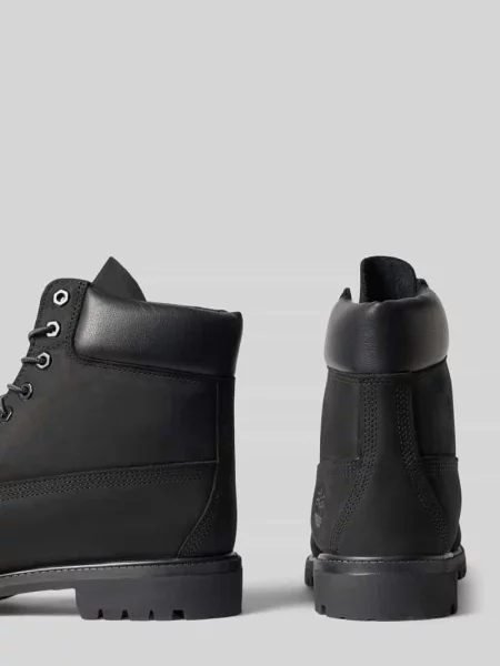 Kozaki z naturalnej skóry z detalem z logo Timberland czarne