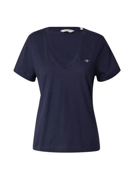 GANT Tricou albastru închis / gri / roșu alb