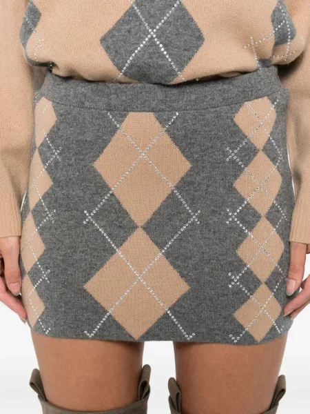 Fusta mini Retrofete cu model argyle gri