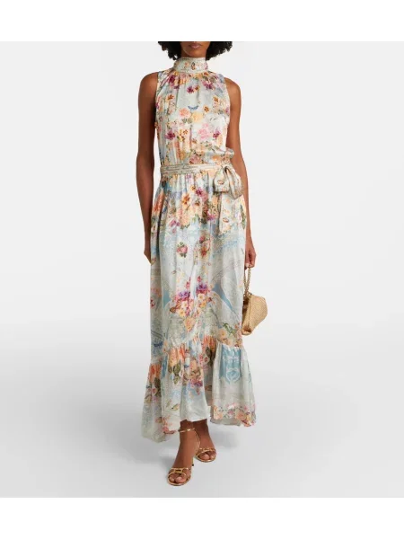 Rochie maxi Camilla de mătase cu model floral