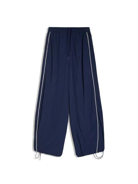 Bershka Pantaloni bleumarin alb