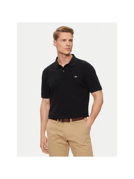 Gant Polo majica Shield Regular Fit črna