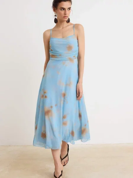 Trendyol Rochie de cocktail deschis / maro / maro deschis albastru