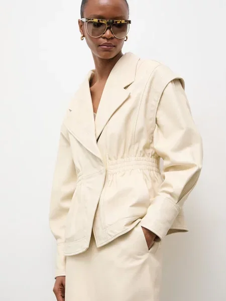 Answear.LAB kurtka skórzana NOOR z kolekcji Unscripted beżowa