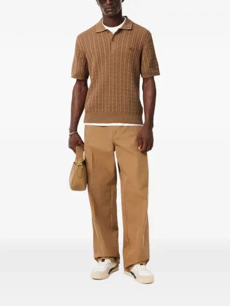 Πλεκτό polo Lacoste κλασικό καφέ