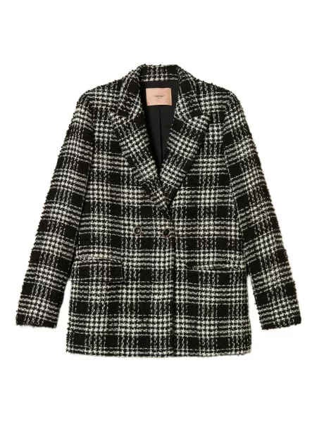 Sacou Twinset în carouri negru