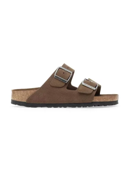 Klapki Birkenstock zamszowe brązowe