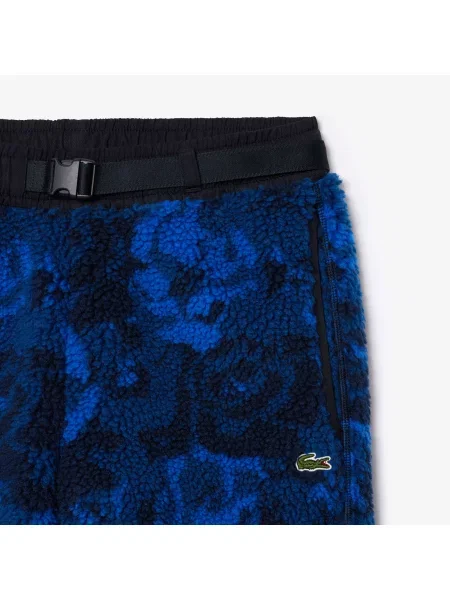 Lacoste Spodnie Dresowe Z Kwiatowym Wzorem Sherpa granatowe