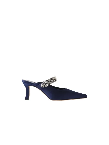 Klapki mules Manolo Blahnik niebieskie