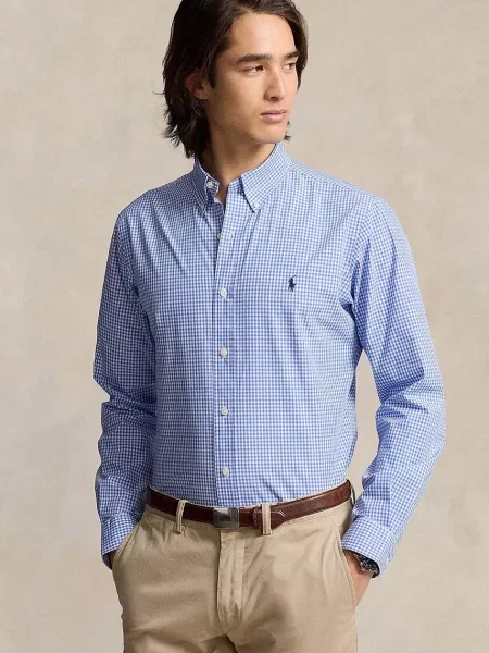 Košulja Polo Ralph Lauren za muškarce slim s button-down ovratnikom crna