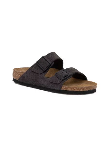 Aksamitne klapki Birkenstock czarne