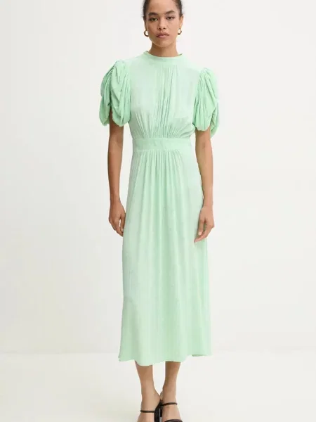 Rotate rochie Midi Puff Sleeve Dress midi evazati verde