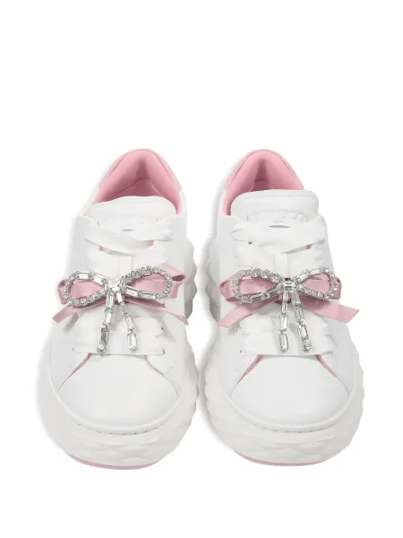 Sneakerși Jimmy Choo cu funde alb