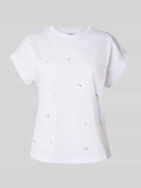T-shirt zdobiony kamieniami Zero biała