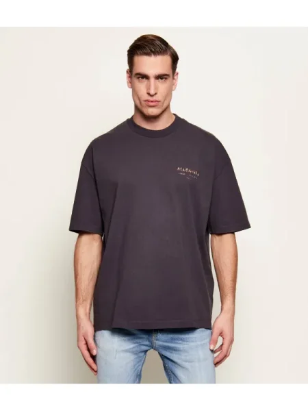 AllSaints Tricou UNDERGROUND | Oversize fit gri