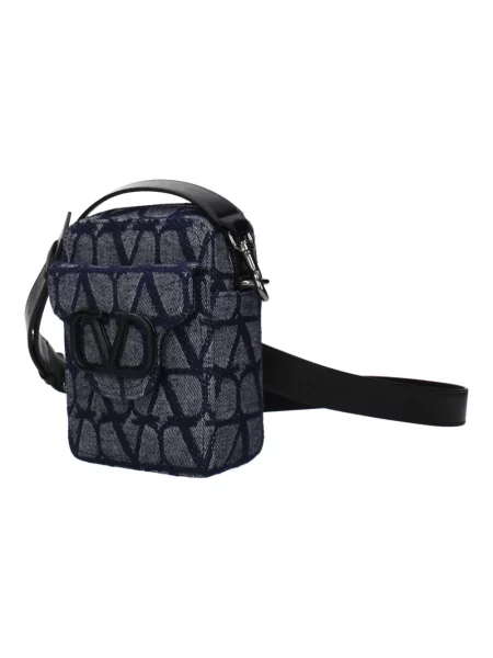 Lniana torba crossbody Valentino Garavani niebieska