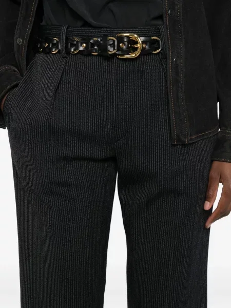 Pantaloni Isabel Marant cu dungi plisate negru