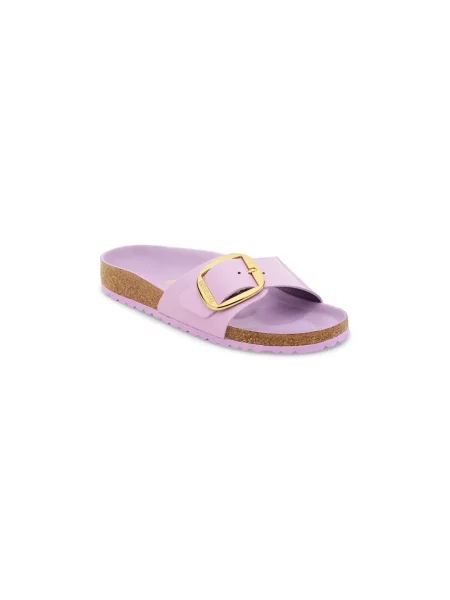 Klapki Birkenstock skórzane na sprzączkę fioletowe