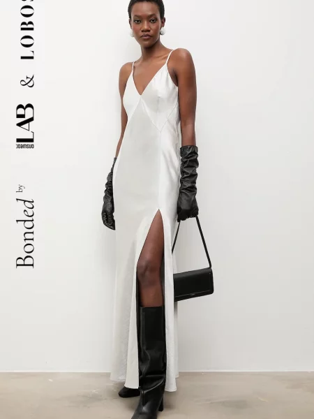 Bonded by Answear.LAB & LOBOS rochie maxi evazati argintiu