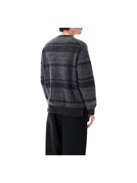 Sweter Comme Des Garcons wełniany w paski z paskiem szary