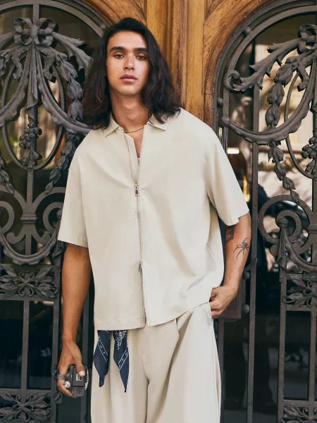 Bershka Cămașă deschis gri