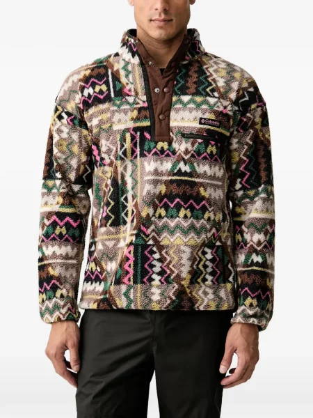 Pulover Columbia Sportswear din fleece cu imagine cu imprimeu geometric negru