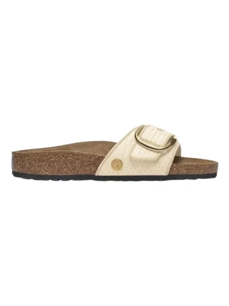 Klapki Birkenstock skórzane beżowe
