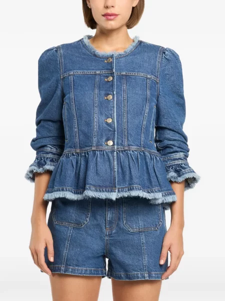 Cu peplum geacă de blugi Cinq A Sept albastru