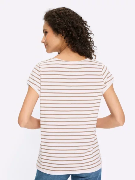Heine Tricou maro alb