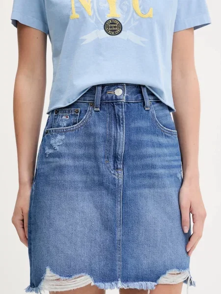 Tommy Jeans fustă din denim mini drept albastru