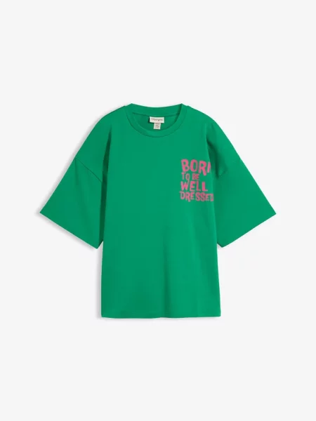 T-shirt oversize z czystej bawełny organicznej zielona