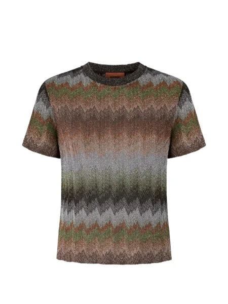 Tricou Missoni cu model piele de șarpe scurt maro