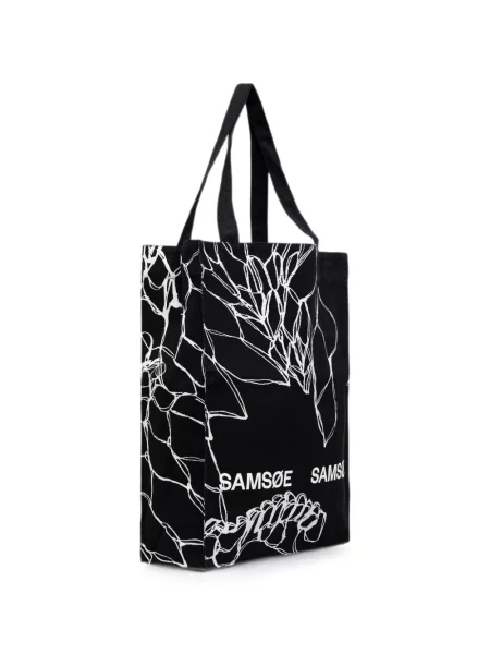 Geantă shopper Samsøe Samsøe cu model floral cu imagine negru