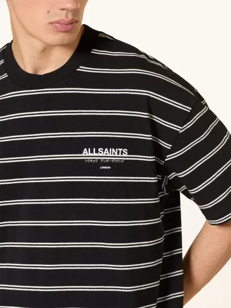 Allsaints Tričko Undergrnd Stripe černá bílá