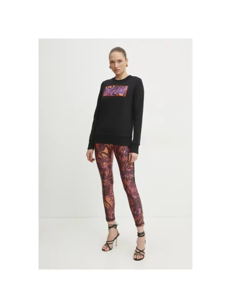 Dzianinowa bluza Versace Jeans Couture z nadrukiem czarna