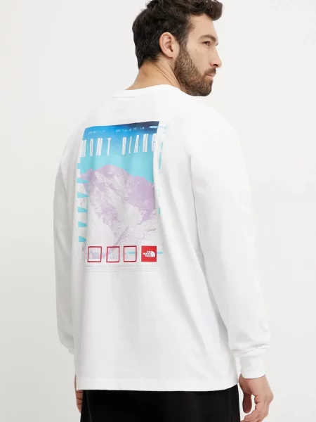 Тениска с дълъг ръкав The North Face с принт бяло